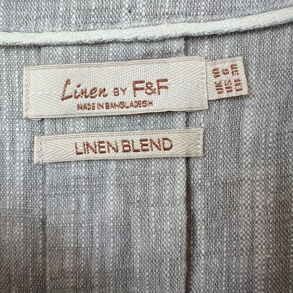 F&F Linen Blend Open Front Oversized Tab Sleeve Grey Marled Cardigan Blazer SZ 6 - Picture 9 of 13